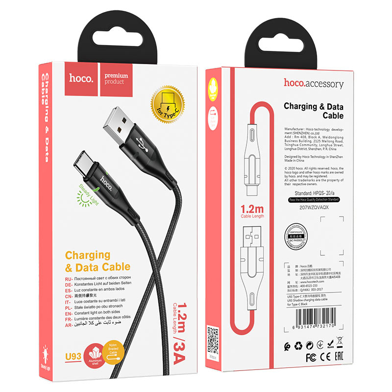 Кабель Hoco U93 USB to Type-C для швидкої зарядки — фото 3