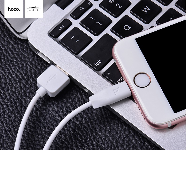 Кабель HOCO X1 USB to iP 2.4A, 1m, PVC, PVC connectors, White — фото 4
