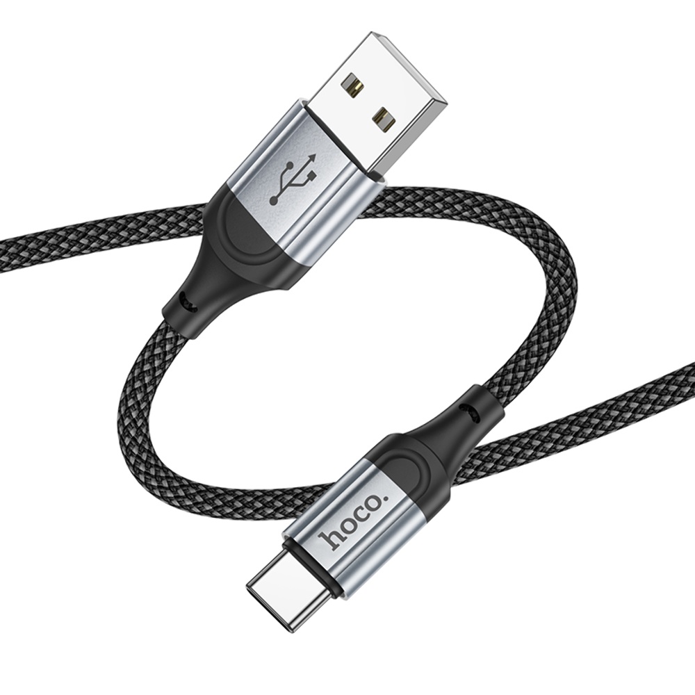 Кабель HOCO X102 USB to Type-C 3A, 1m, nylon, aluminum connectors, Black — фото 4