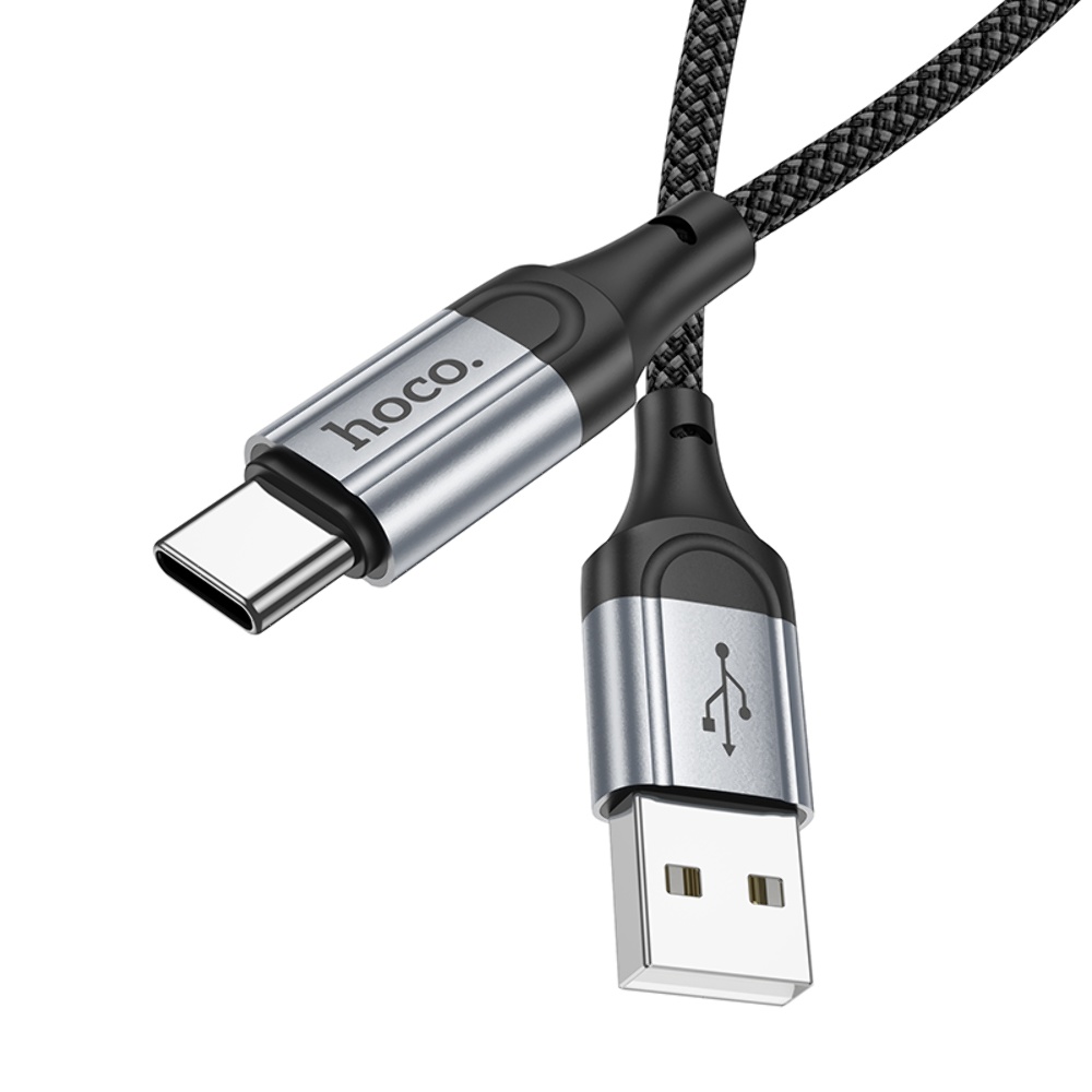 Кабель HOCO X102 USB to Type-C 3A, 1m, nylon, aluminum connectors, Black — фото 5