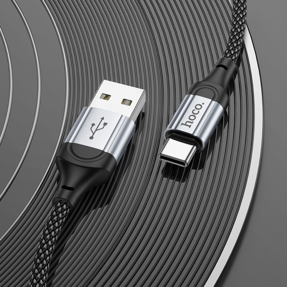 Кабель HOCO X102 USB to Type-C 3A, 1m, nylon, aluminum connectors, Black — фото 7