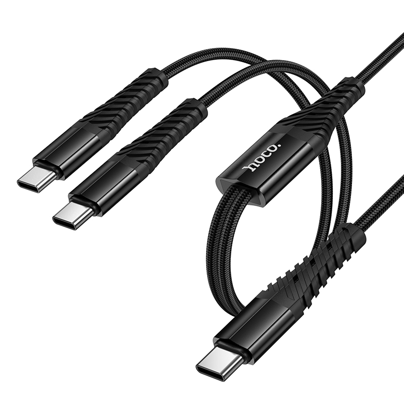 Кабель HOCO X123 Victory 2-in-1 charging cable(C to C+C) Black — фото 4