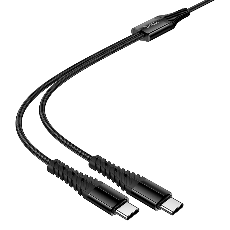 Кабель HOCO X123 Victory 2-in-1 charging cable(C to C+C) Black — фото 7
