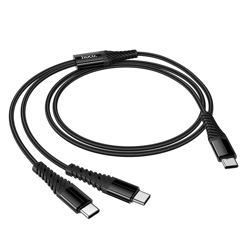 Кабель HOCO X123 Victory 2-in-1 charging cable(C to C+C) Black — фото 8