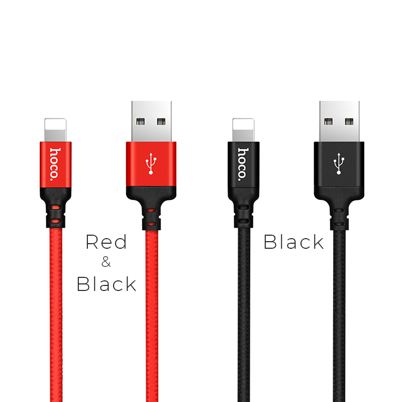 Кабель HOCO X14 USB to iP 2A, 2m, nylon, aluminum connectors, Black — фото 4