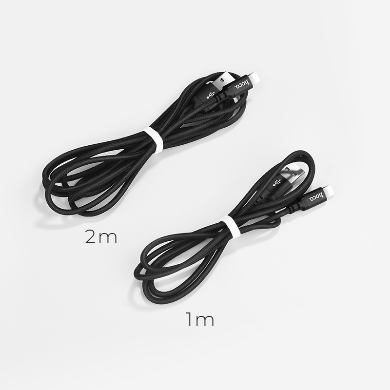Кабель HOCO X14 USB to iP 2A, 2m, nylon, aluminum connectors, Black — фото 5