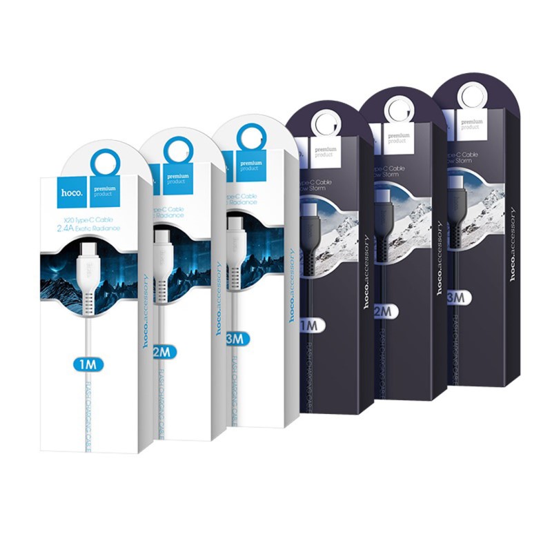 Кабель HOCO X20 USB to Type-C 3A, 1m, PVC, TPE connectors, White — фото 4