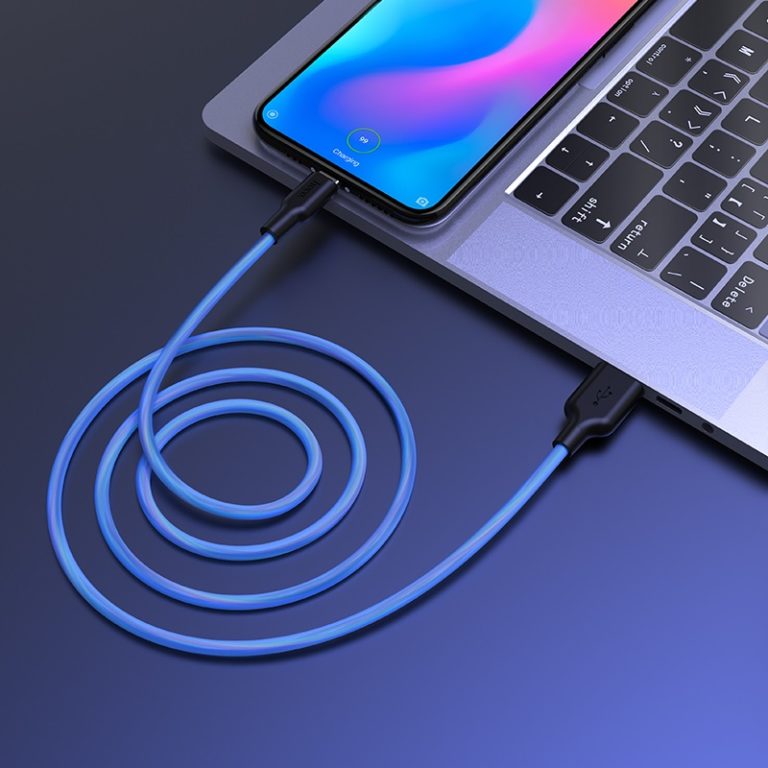 Кабель HOCO X21, USB — iP (Lightning), 2A, 1м, силіконовий, TPE-конектори, Чорний+Білий — фото 3