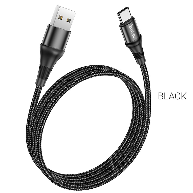 Кабель HOCO X50 USB to Type-C 3A, 1m, nylon, aluminum connectors, Black — фото 4