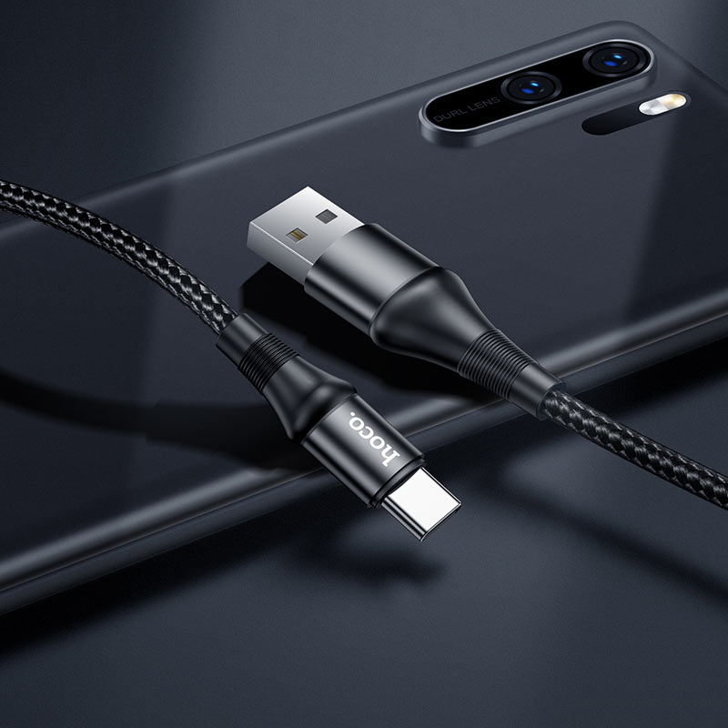 Кабель HOCO X50 USB to Type-C 3A, 1m, nylon, aluminum connectors, Black — фото 6