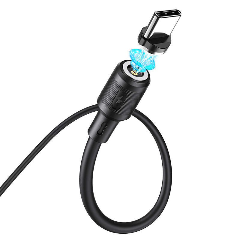 Кабель HOCO X52 USB to Type-C 3A, 1m, PVC, PVC connectors, magnetic, Black — фото 7