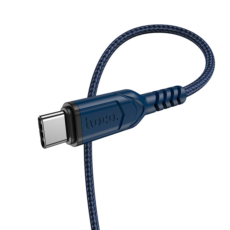 Кабель HOCO X59 USB to Type-C 3A, 1m, nylon, TPE connectors, Blue — фото 6