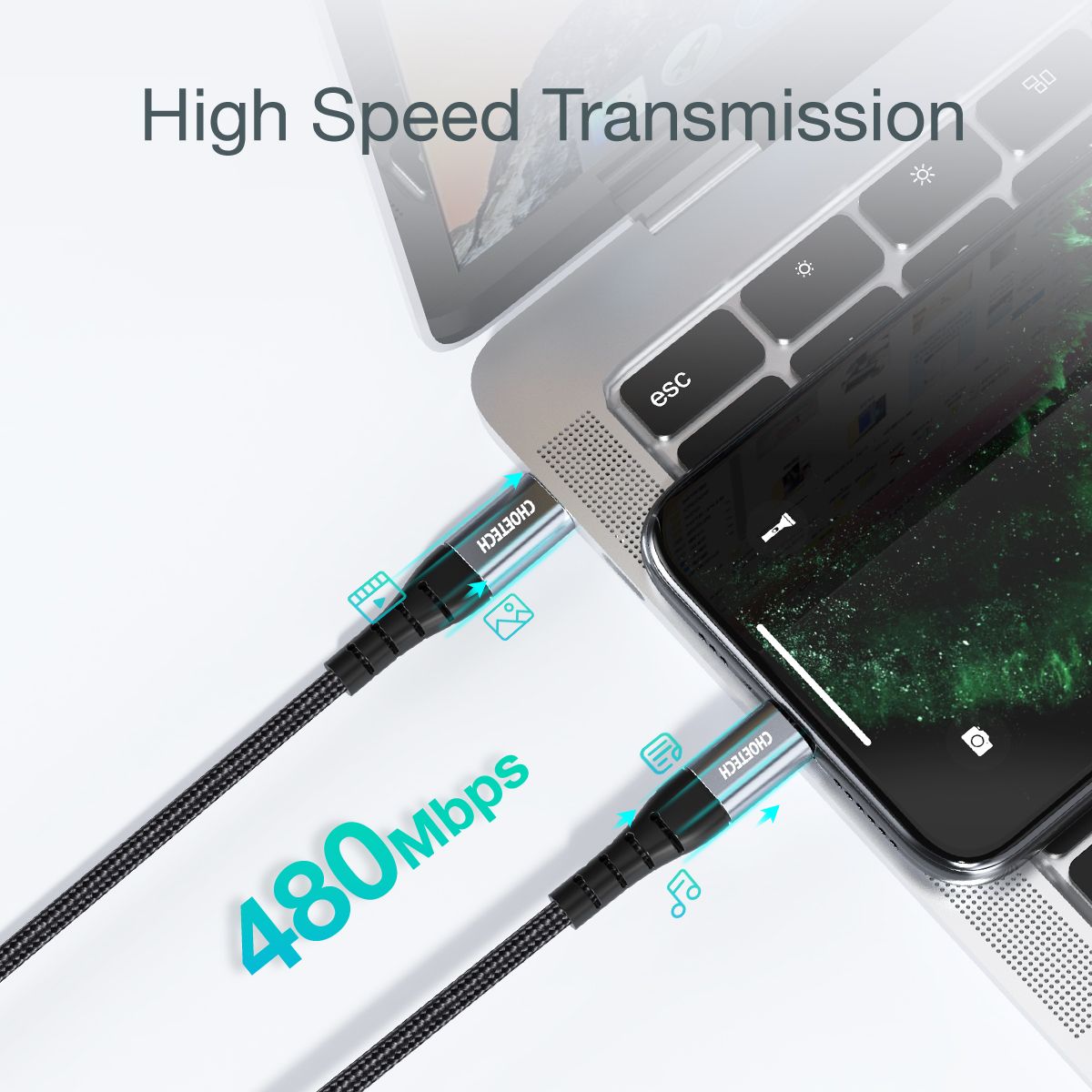 Кабель MFI, USB 2.0 Power Delivery (PD), C-тато/Lightning, 1,2 м — фото 5