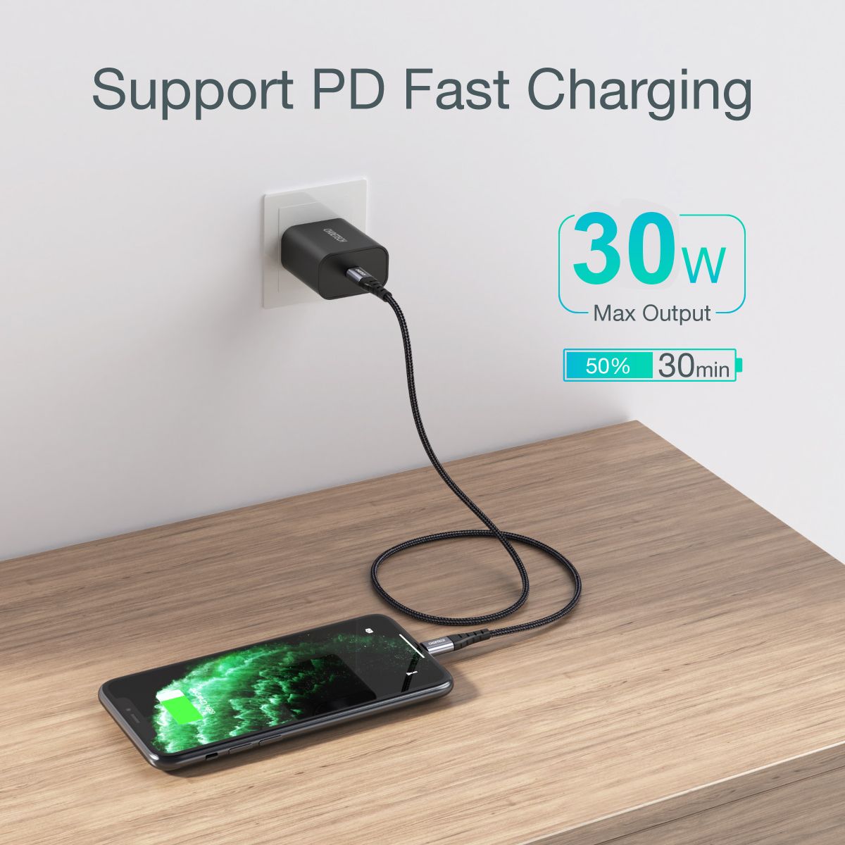 Кабель MFI, USB 2.0 Power Delivery (PD), C-тато/Lightning, 1,2 м — фото 7
