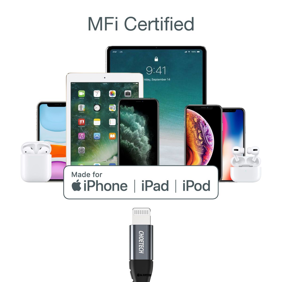 Кабель MFI, USB 2.0 Power Delivery (PD), C-тато/Lightning, 1,2 м — фото 8