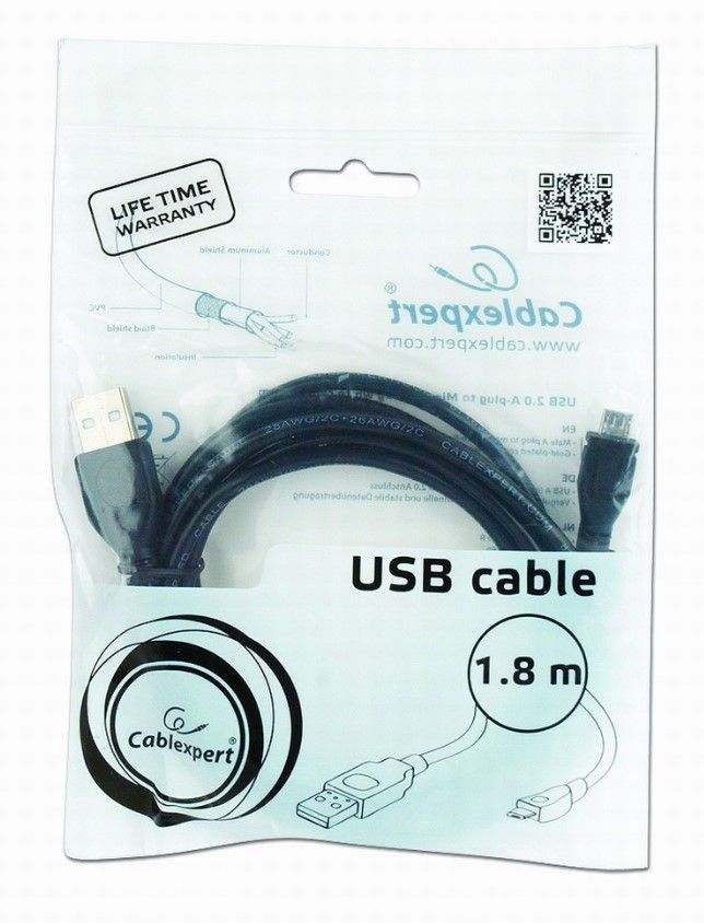 Кабель micro USB2.0, A-тато/micro B-тато, 1.8 м, преміум Cablexpert — фото 5
