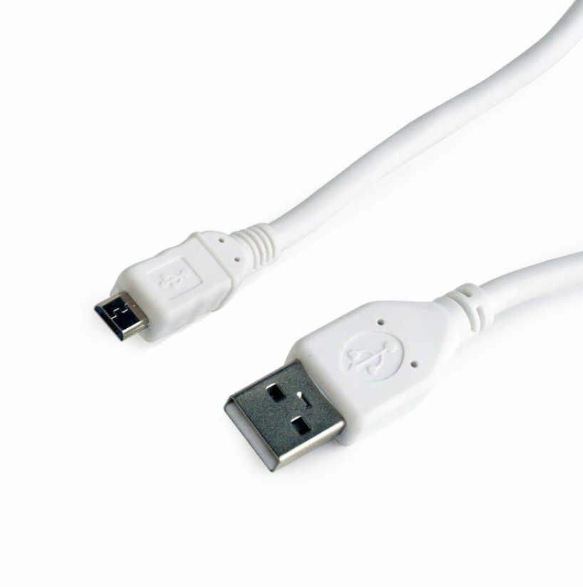 Кабель micro USB2.0, A-тато/micro B-тато, білий, 1 м, преміум — фото 2