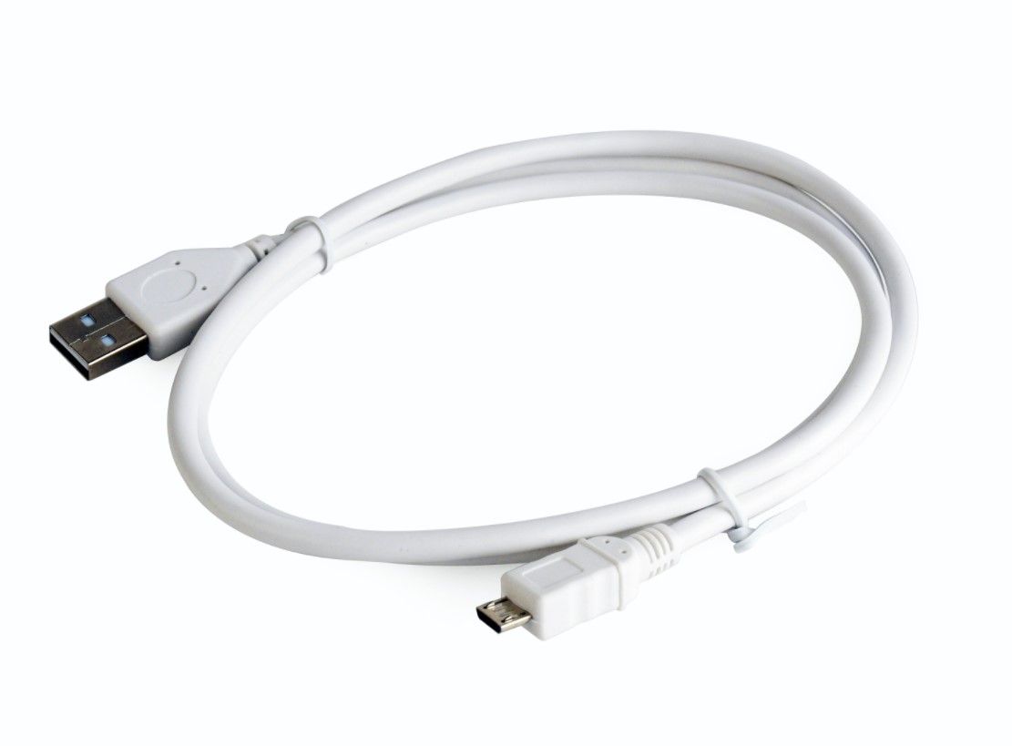 Кабель micro USB2.0, A-тато/micro B-тато, білий, 1 м, преміум — фото 3