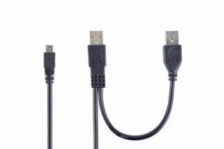 Кабель mini USB 2.0, A-тато+живлення/mini USB 5-пін, 0.9 м, преміум