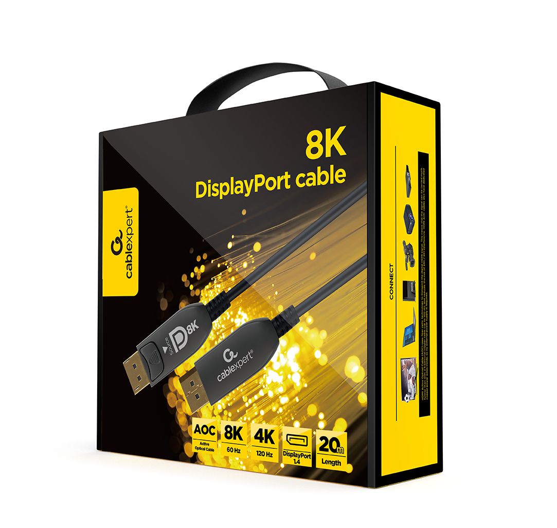 Кабель оптичний (AOC) DisplayPort V.1.4, 8 К 60 Гц/4 К 120 Гц, позолочені — фото 2