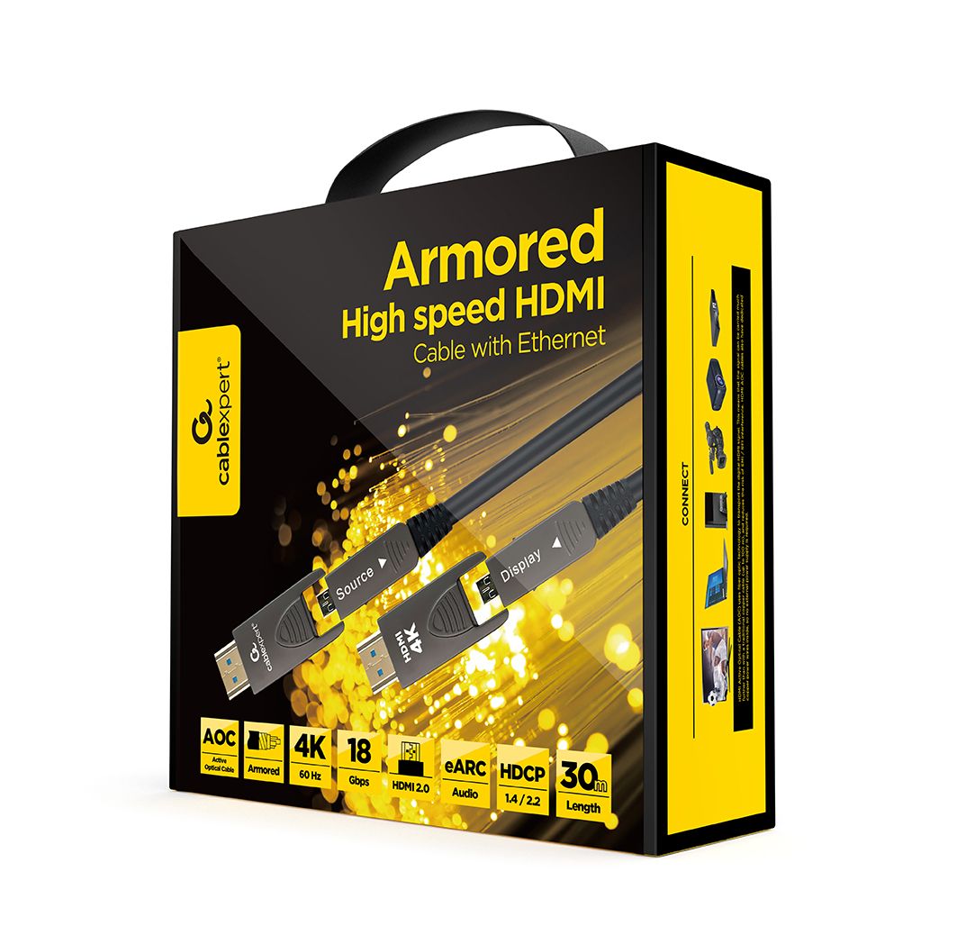 Кабель оптичний (AOC) Hdmi-A/D на A/D V.2.0, 4 К 60 Гц, позолочені — фото 2