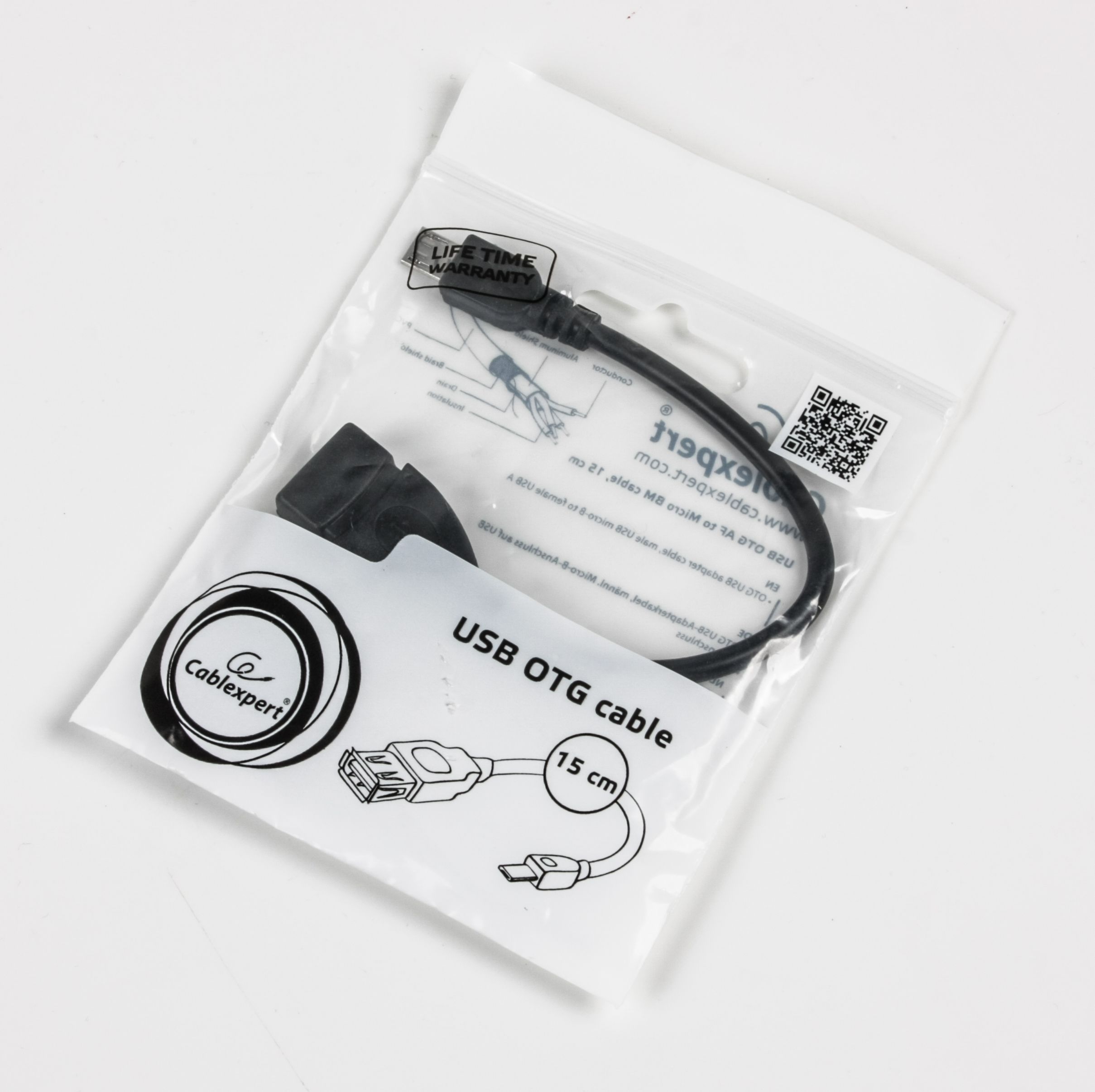Кабель OTG USB 2.0, A-мама/mi с ro B-тато, 0.15 м Cablexpert — фото 2