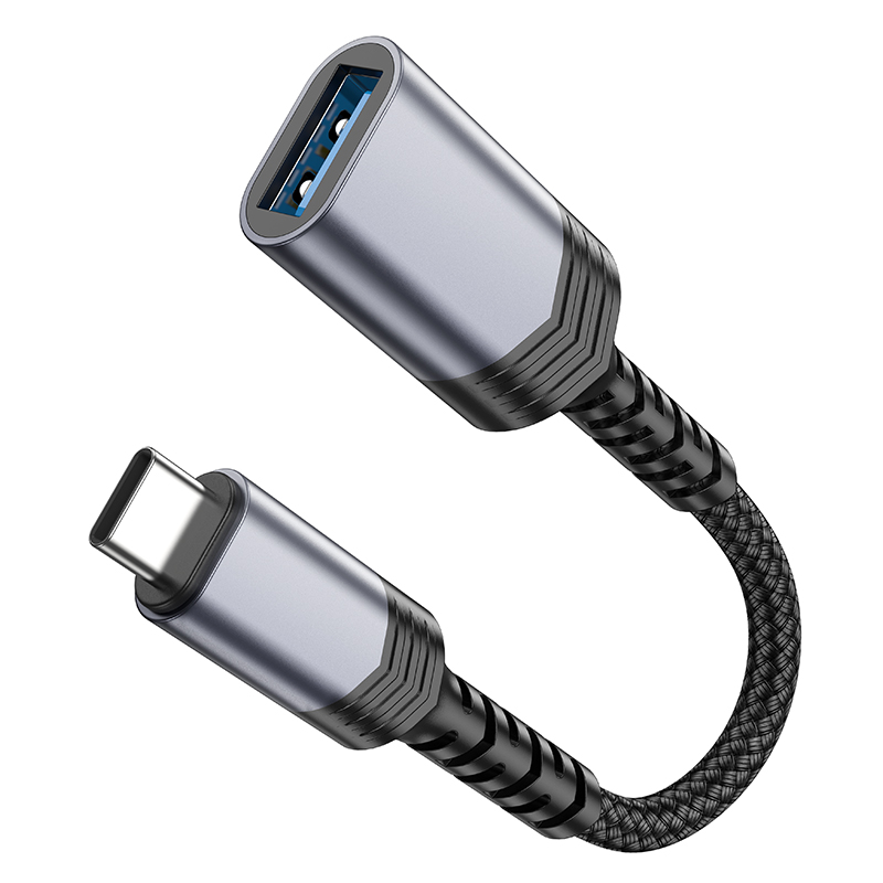 Кабель-перехідник HOCO UA24 Type-C male to USB female 3.0 converter Metal Gray — фото 7