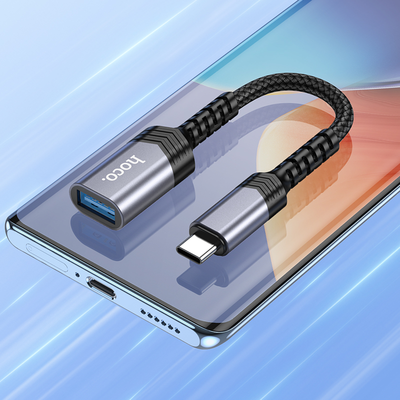 Кабель-перехідник HOCO UA24 Type-C male to USB female 3.0 converter Metal Gray — фото 9