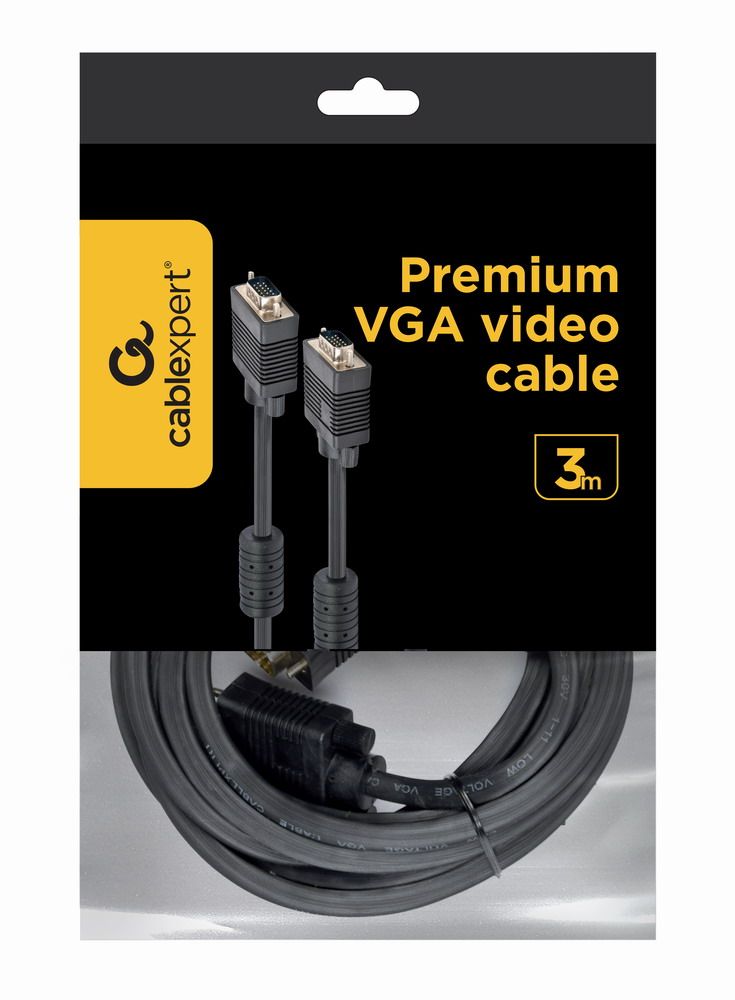 Кабель premium VGA, 3+ 9C HD15M, подвійне екранування, з 2-ма — фото 3