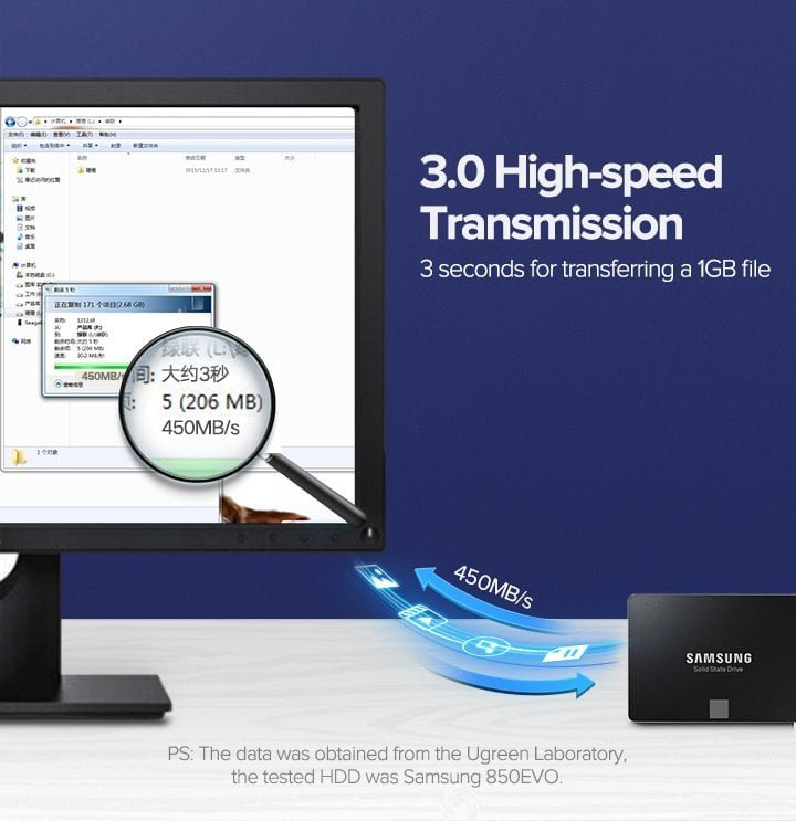 Кабель Sata 3 UGREEN US217 для підключення HDD та SSD — фото 7