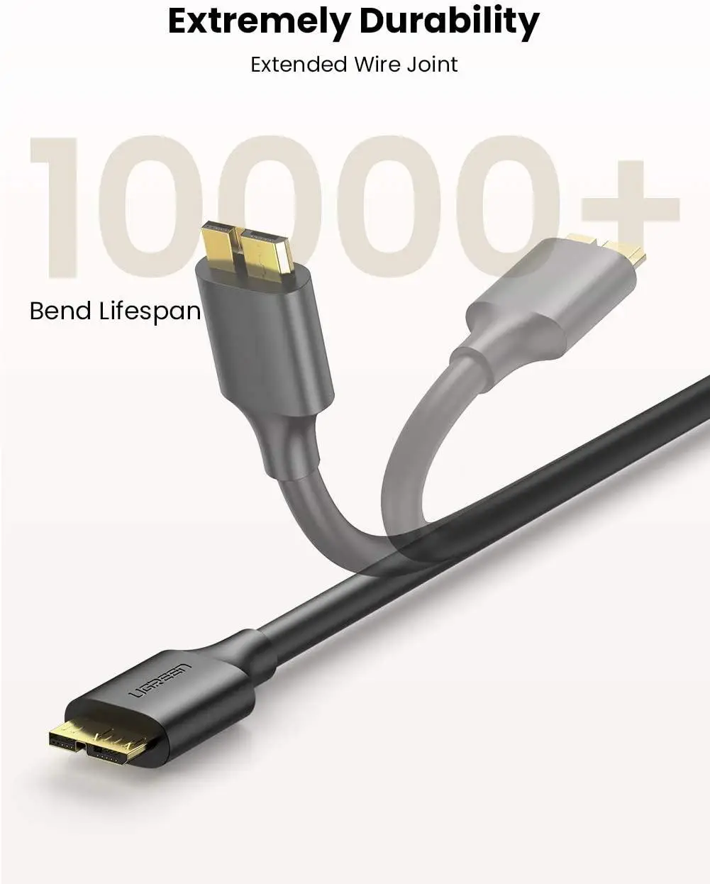 Кабель UGREEN US130 USB 3.0 A Male to Micro USB 3.0 Male Cable 0.5m (Black)(UGR-10840) — фото 3