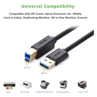 Кабель UGREEN USB 3.0 AM to BM для принтера — фото 4