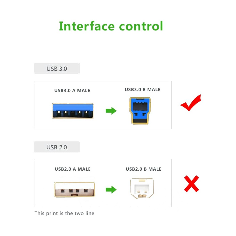 Кабель UGREEN USB 3.0 AM to BM для принтера — фото 5