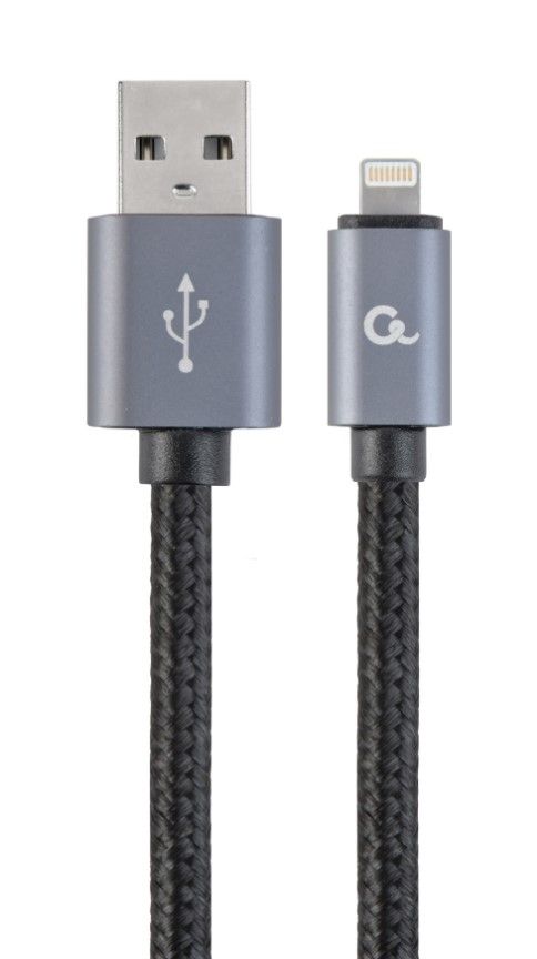 Кабель USB 2.0, A-тато/Lightning, 1.8 м, з обплетенням та металевими