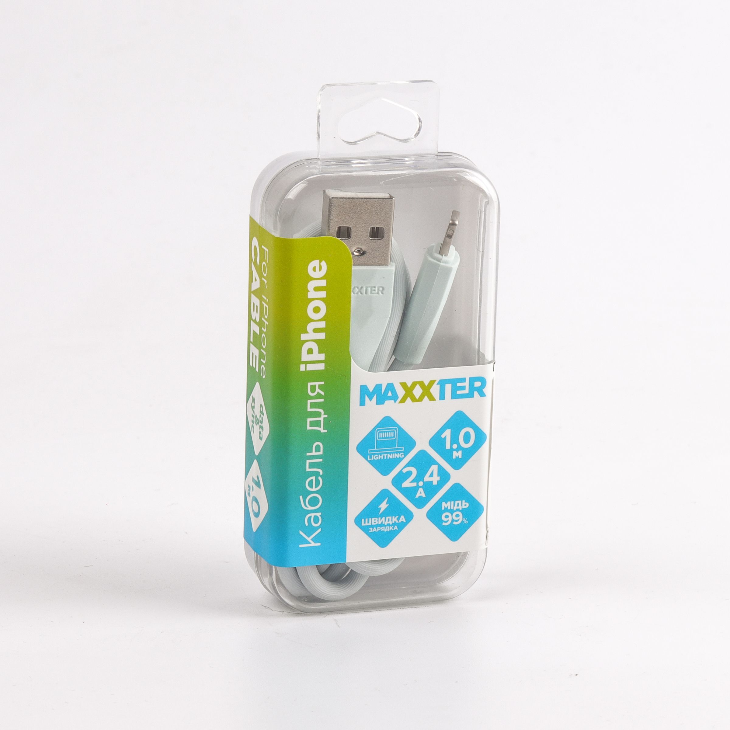 Кабель USB 2.0 А-тато/Lightning, 1.0 м, преміум, 2.4 А Maxxter — фото 4