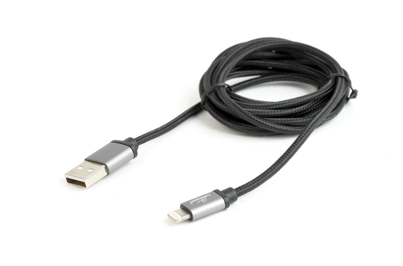 Кабель USB 2.0, A-тато/Lightning, 1.8 м, з обплетенням та металевими — фото 3
