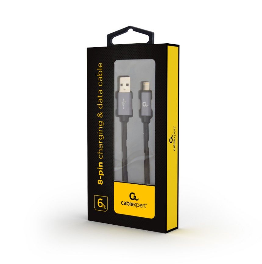 Кабель USB 2.0, A-тато/Lightning, 1.8 м, з обплетенням та металевими — фото 4