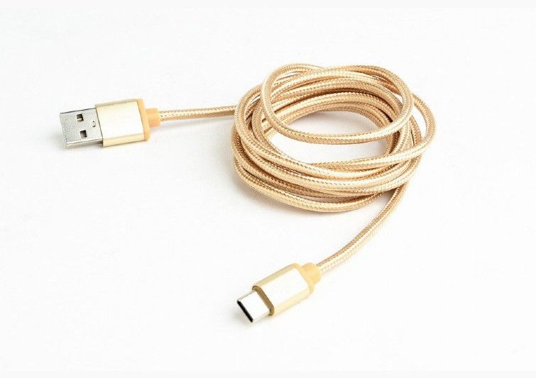Кабель USB 2.0, A-тато/Type-C, 1.8 м, з обплетенням та металевими — фото 2