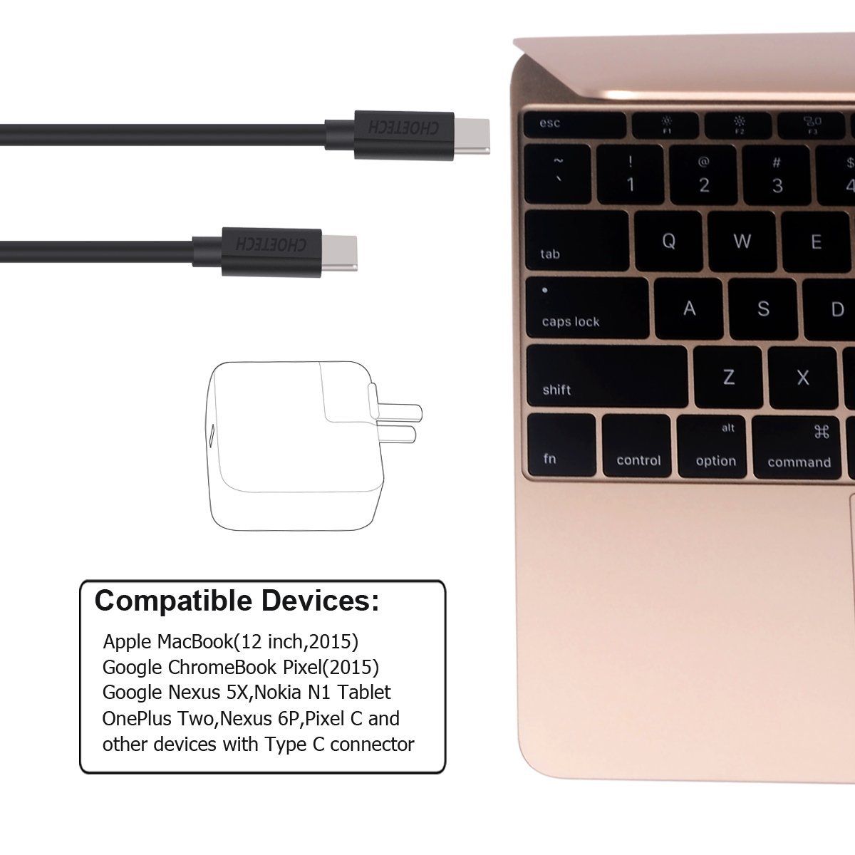 Кабель USB 2.0, C-тато/C-тато, 2 м, преміум Choetech CC0003 — фото 7