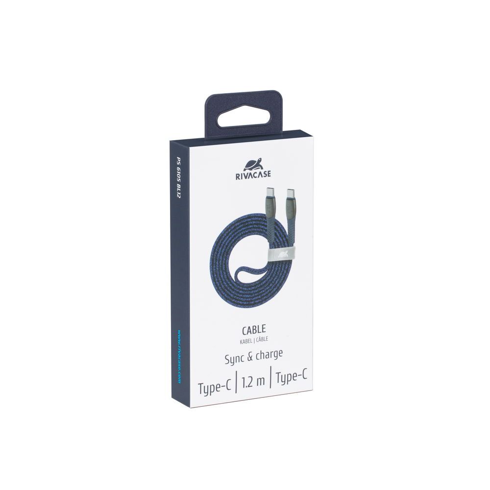 Кабель USB 2.0 Type-C/Type-C, тканинне обплетення, 1.2 м, 3 А, 60 Вт — фото 4