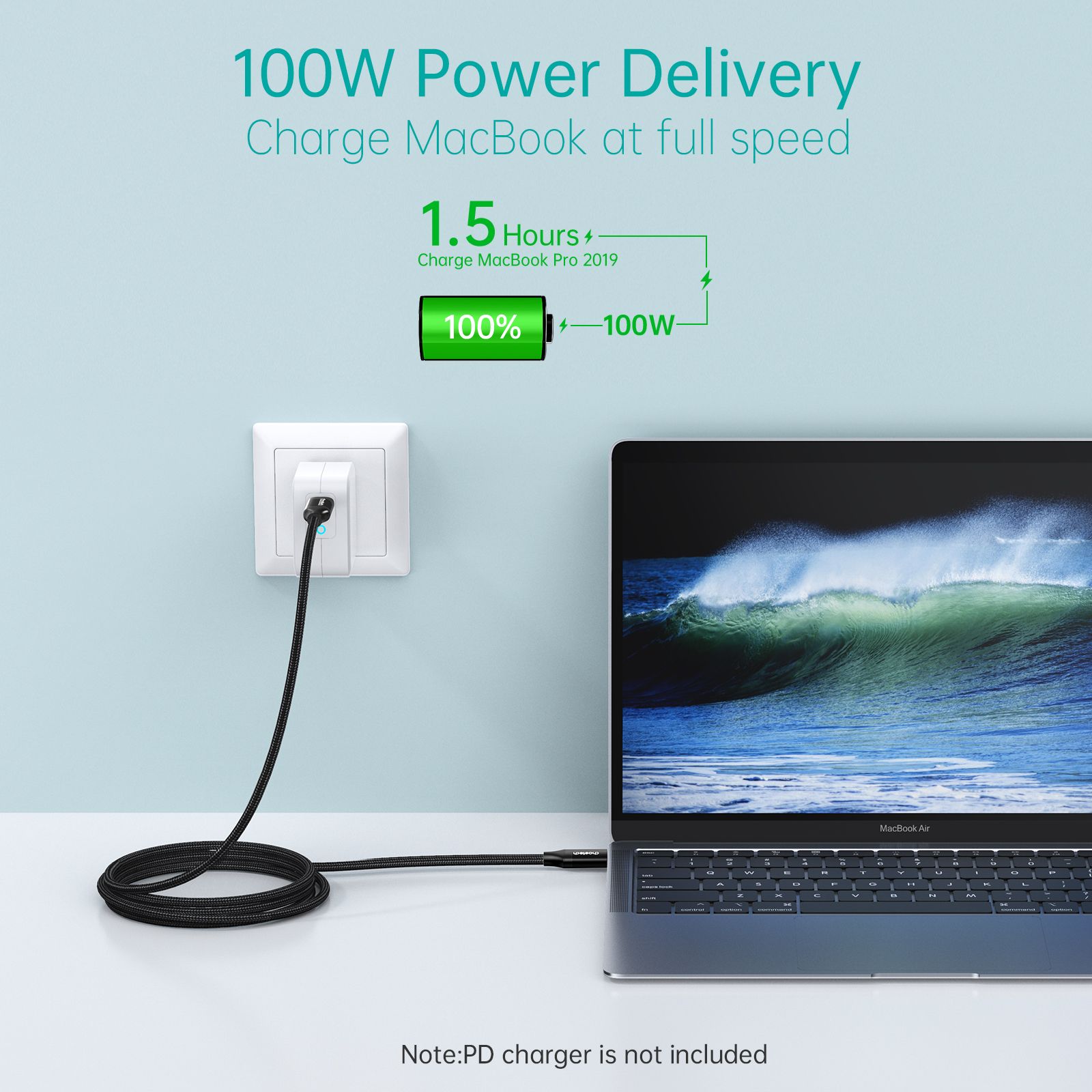 Кабель USB 3.1 GEN 2, 100w, 4K@60Hz, C-тато/C-тато, 2 м, преміум — фото 7