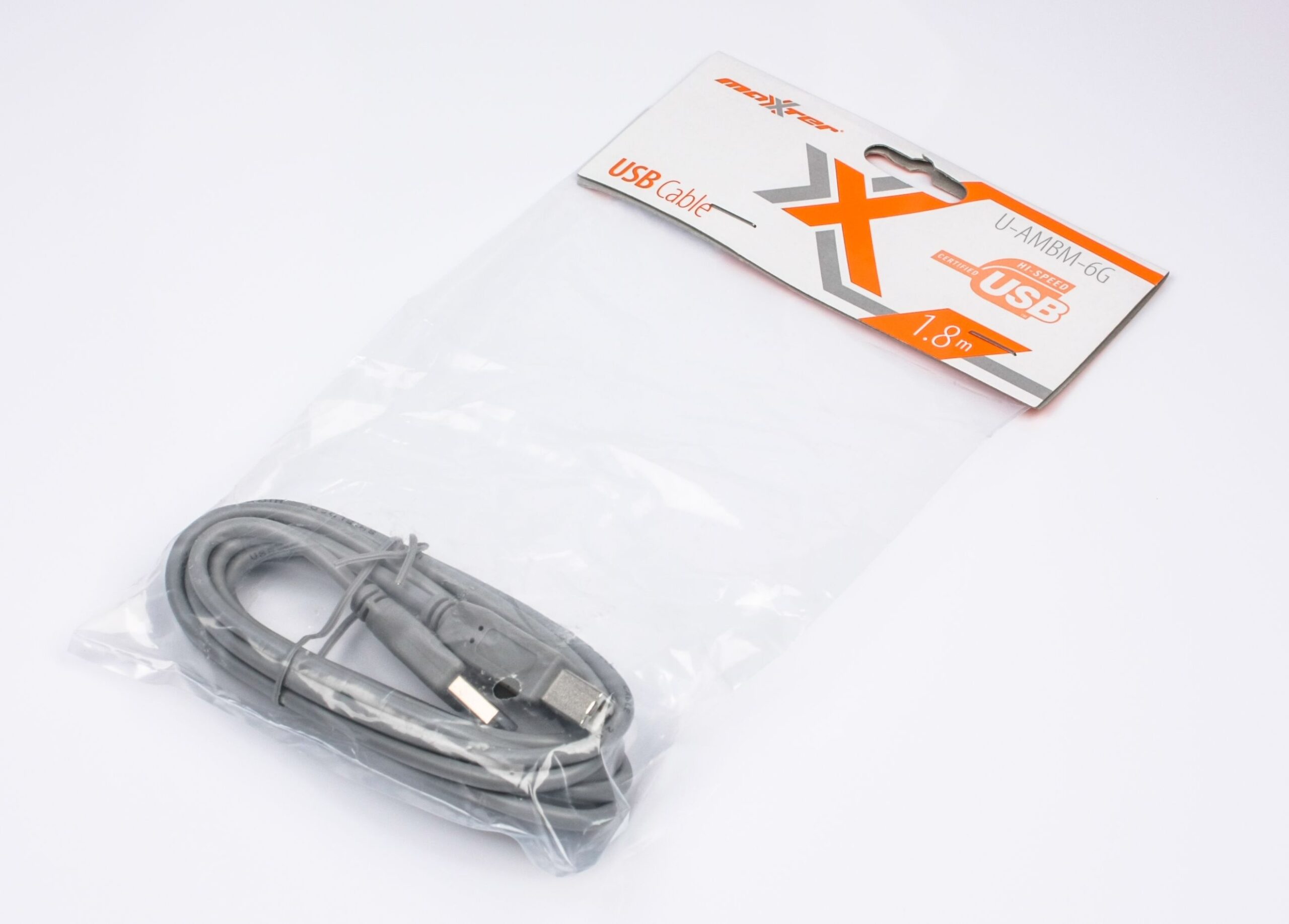 Кабель USB2.0 AM/BM 1.8 м, сірий Maxxter U-Ambm-6G — фото 2