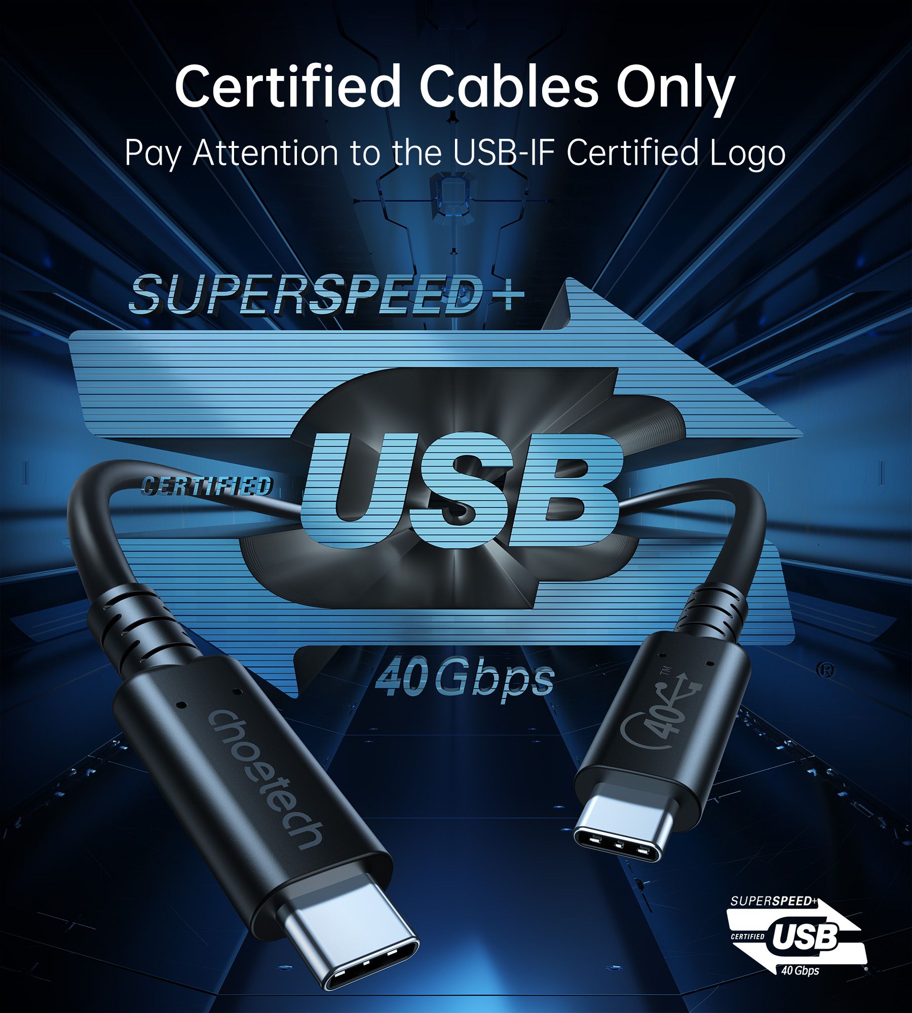Кабель USB4 (40Gbps) Power Delivery (PD) 100 Ватт, 8K@60Hz — фото 3
