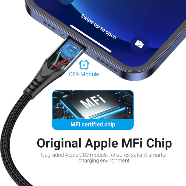 Кабель Vention USB 2.0 A to Lightning для зарядки та передачі даних — фото 4