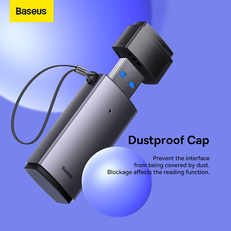 Кардрідер Baseus Lite Series USB-A to SD/TF Card Reader Grey — фото 14