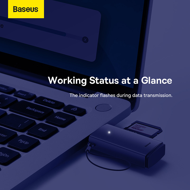 Кардрідер Baseus Lite Series USB-A to SD/TF Card Reader Grey — фото 15