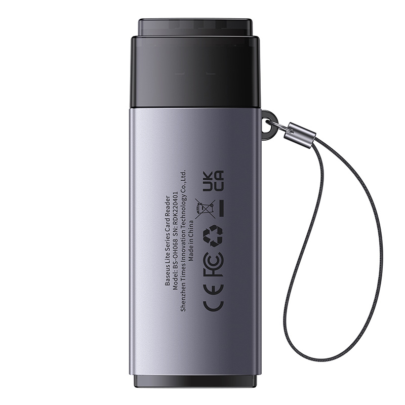 Кардрідер Baseus Lite Series USB-A to SD/TF Card Reader Grey — фото 4