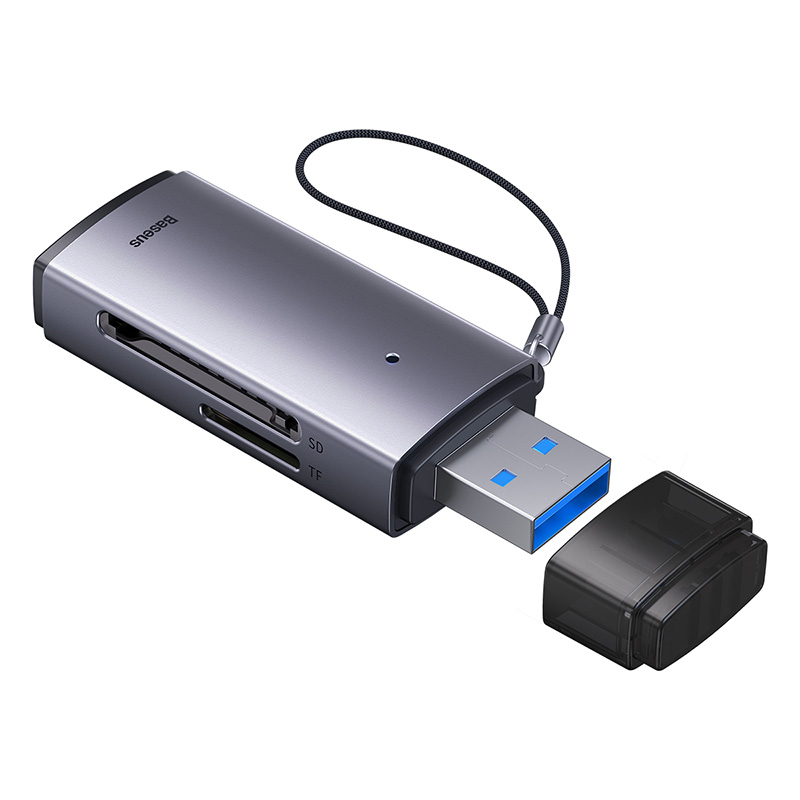 Кардрідер Baseus Lite Series USB-A to SD/TF Card Reader Grey — фото 6