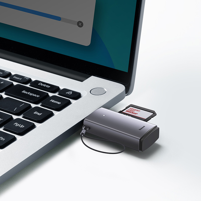 Кардрідер Baseus Lite Series USB-A to SD/TF Card Reader Grey — фото 9