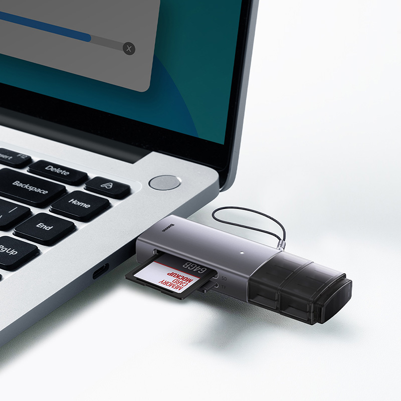 Кардрідер Baseus Lite Series USB-A & Type-C to SD/TF Card Reader Grey — фото 10